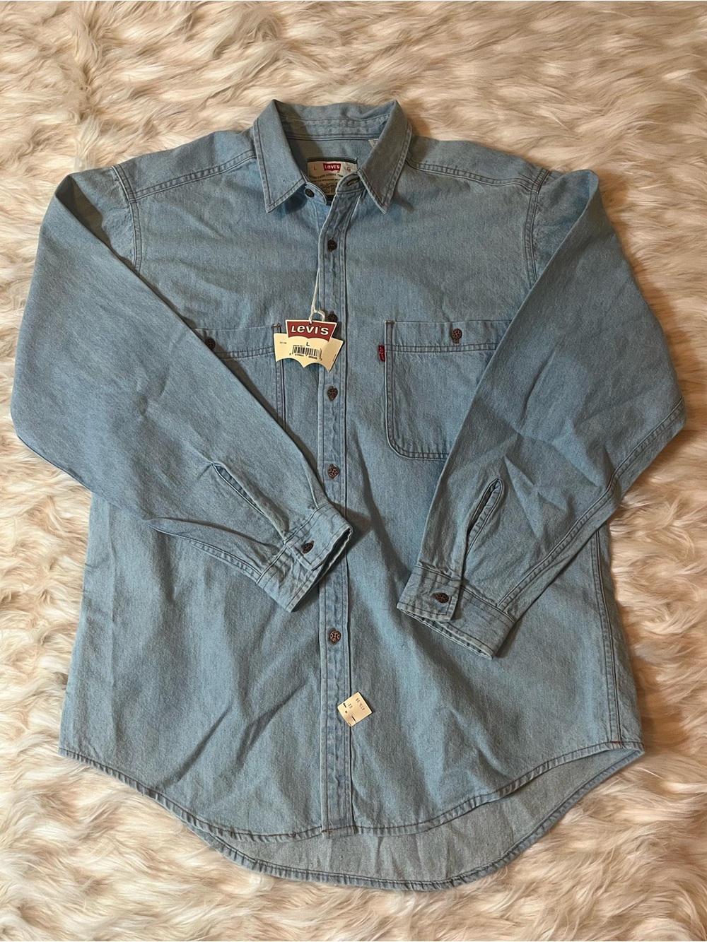 Levi's Denim Western Shirt Men's L Blue